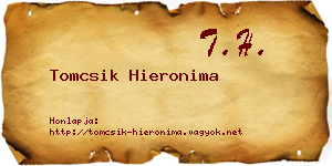 Tomcsik Hieronima névjegykártya